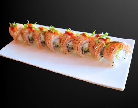 Menu55 - Aburi spicy sake roll, 8ks